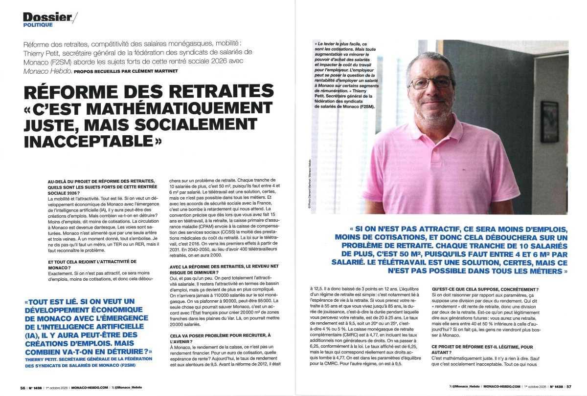 Réforme des retraites à Monaco "Monaco Hebdo"