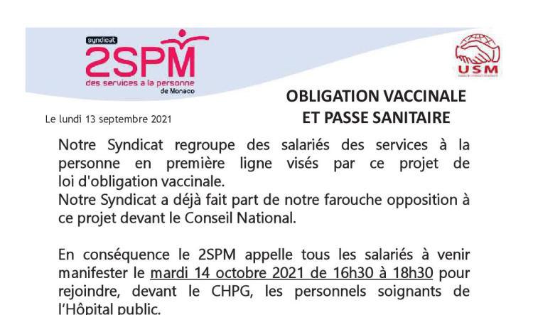 Communiqué du 2SPM sur l’obligation vaccinale et le Passe Sanitaire