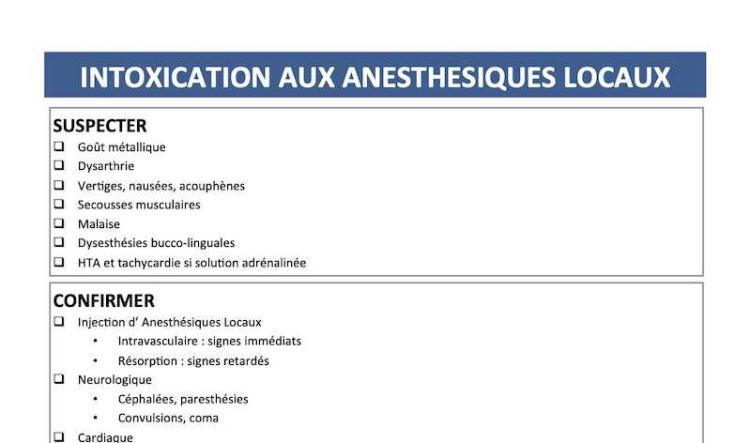 INTOXICATION AUX ANESTHESIQUES LOCAUX