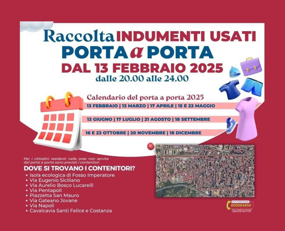 Raccolta indumenti usati porta a porta (dalle 20.00 alle 24.00) Raccolta indumenti usati porta a porta (dalle 20.00 alle 24.00)