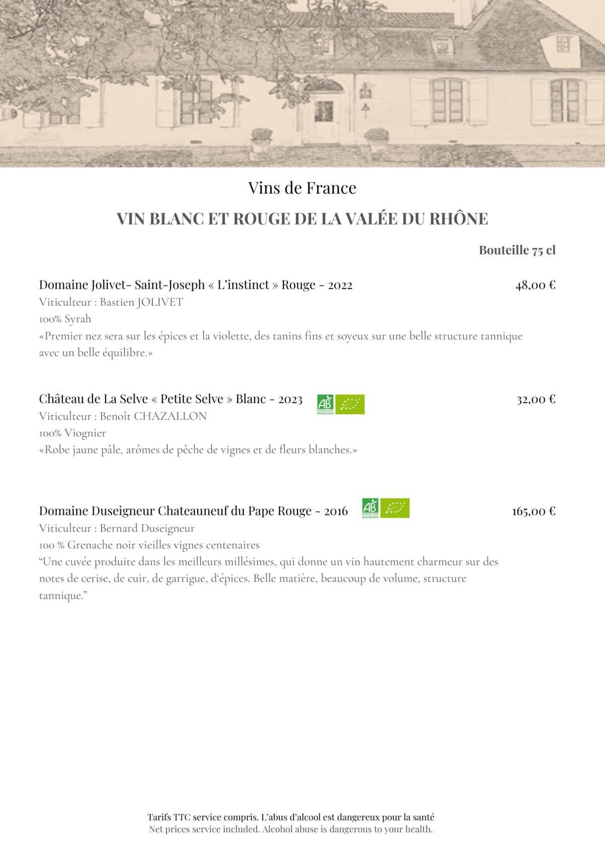 Carte des Vins