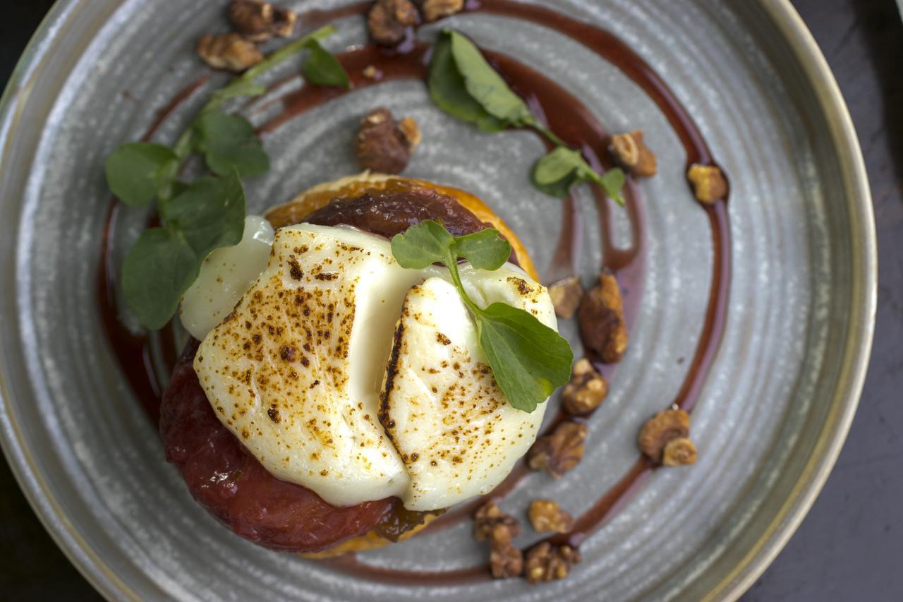 Goat cheese and plum tart