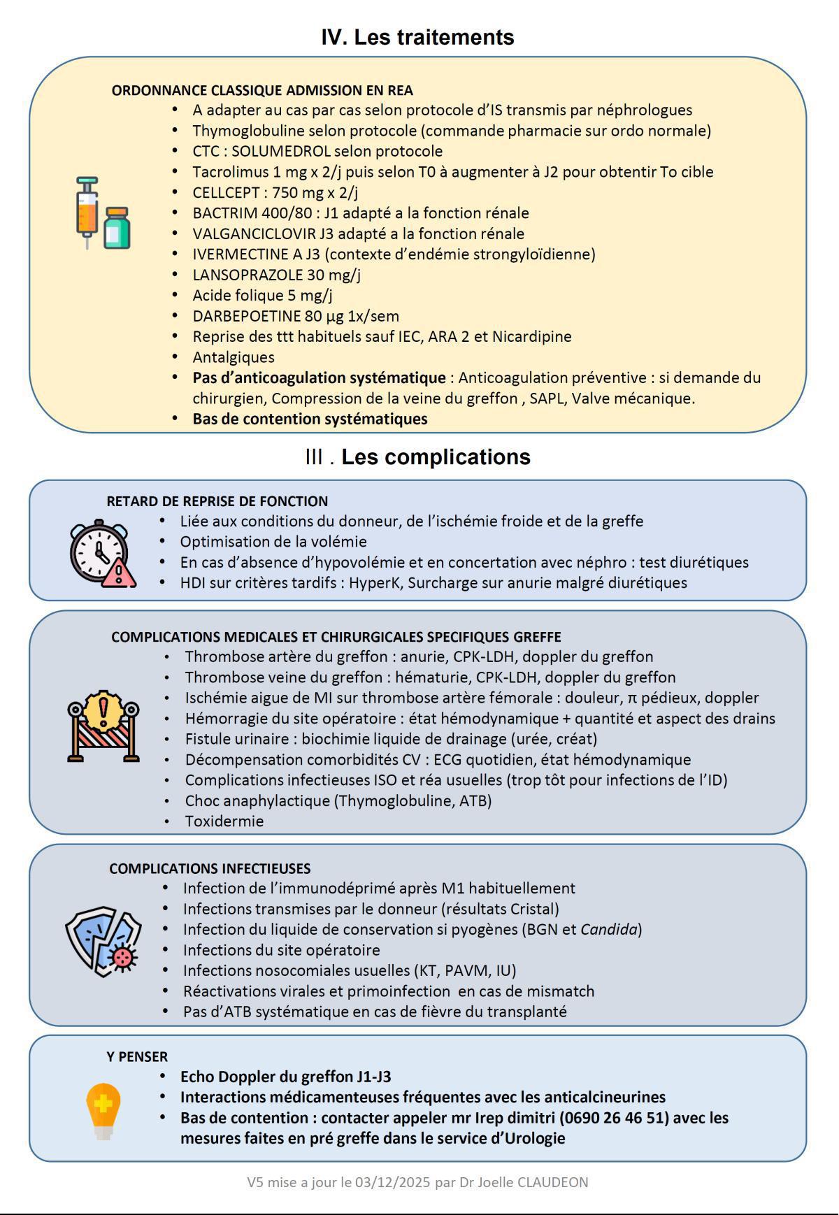 Transplantation rénale : PEC post opératoire
