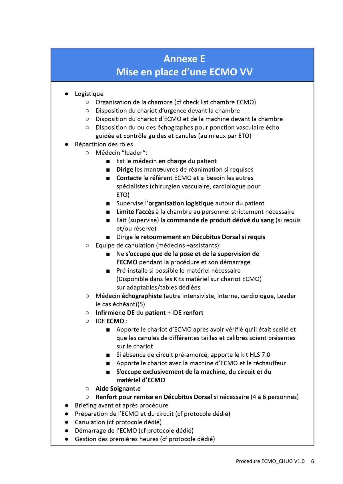 Procédure ECMO au CHUG