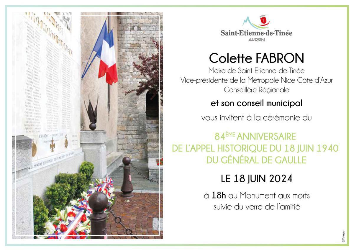 84ème Anniversaire de l'appel historique du 18 juin 1940 du Général de Gaulle