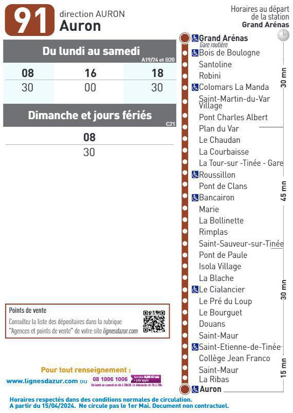 Horaires Bus Ligne 91