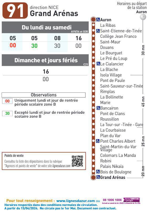 Horaires Bus Ligne 91