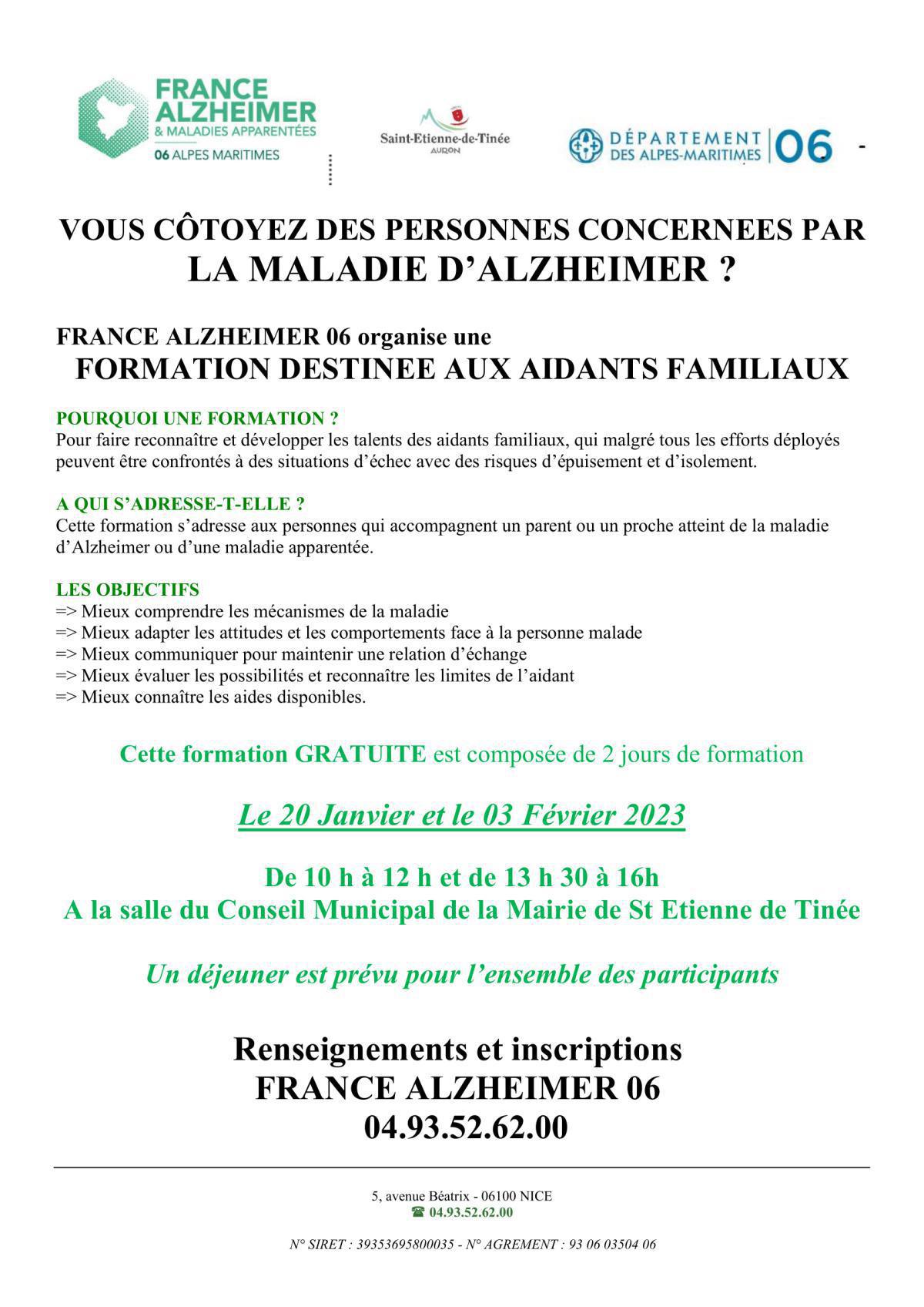 FRANCE ALZHEIMER Formation destinée aux aidants familiaux