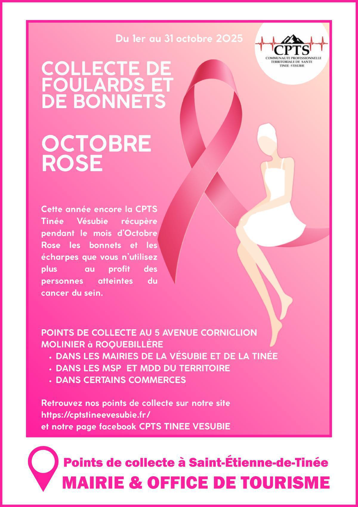 🌸 Octobre Rose Collecte de Foulards et de Bonnets 🌸
