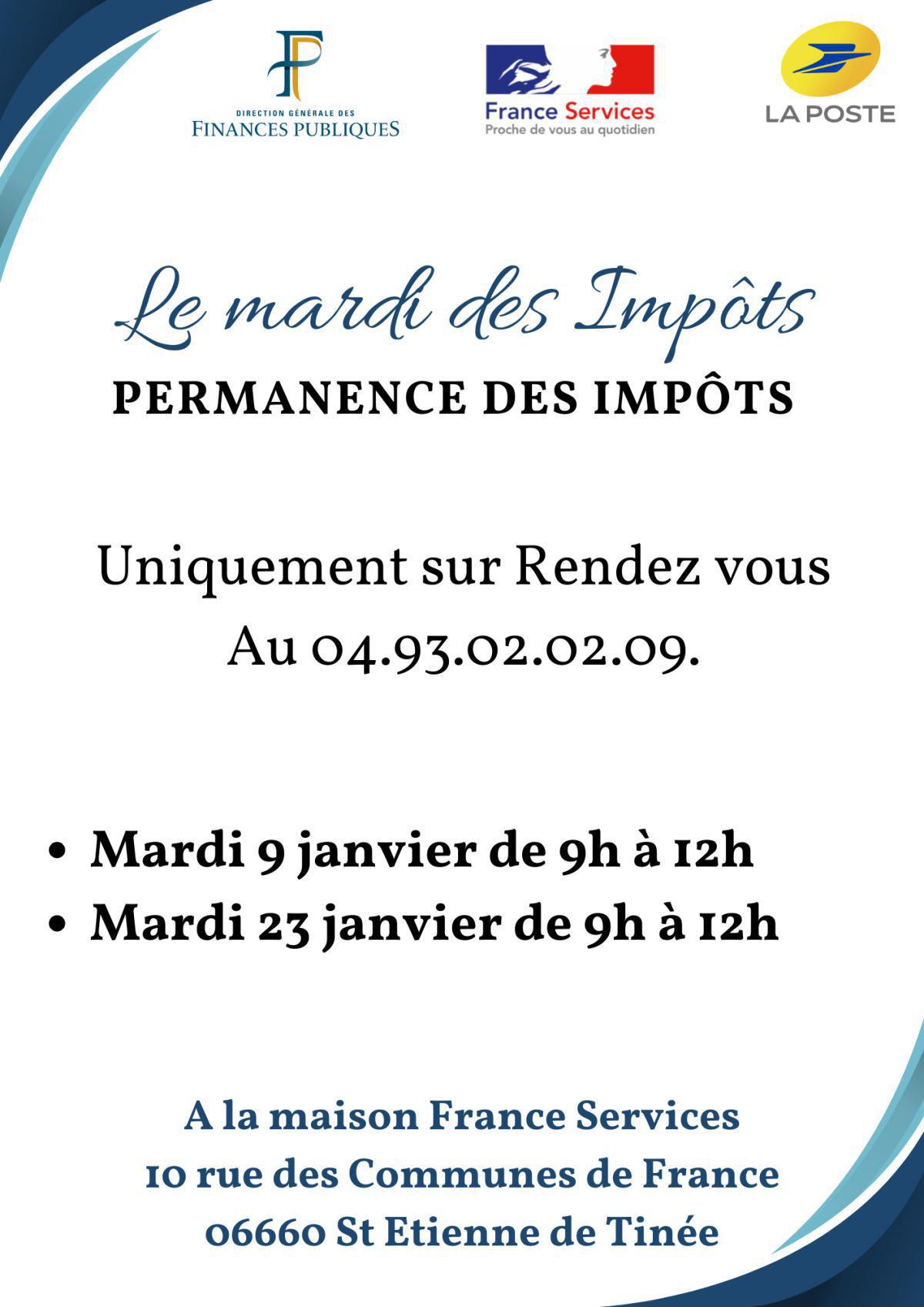 Permanence des impôts (les mardis)