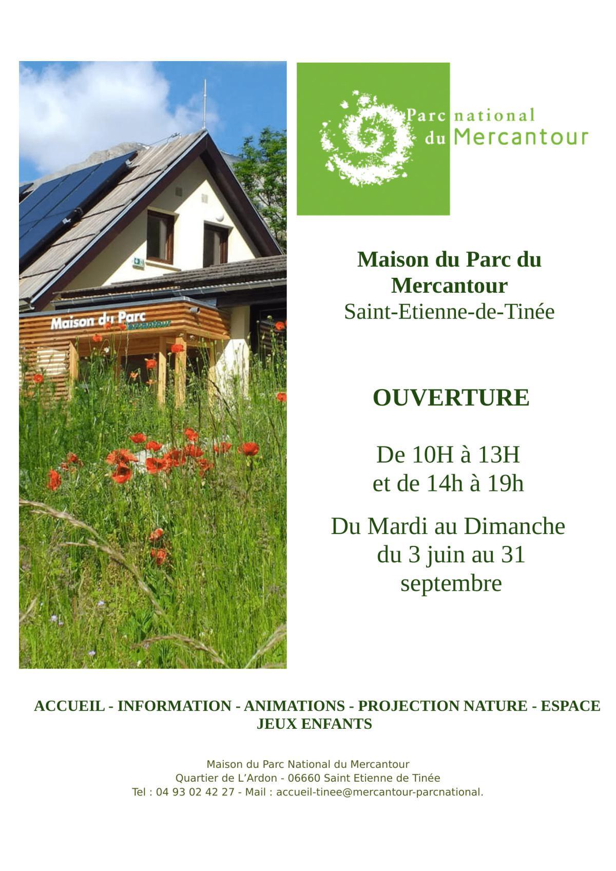 Maison du parc horaire du 3 juin au 30 septembre