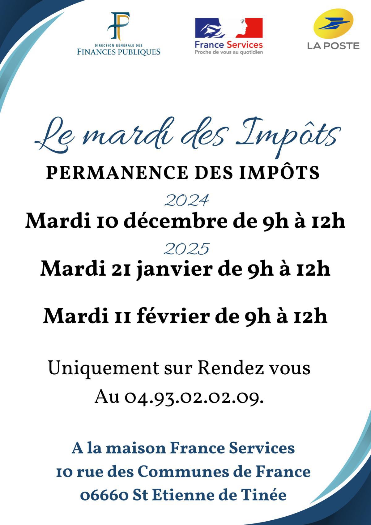 Permanence des impôts (les mardis)