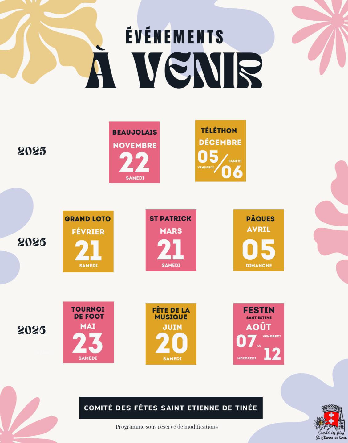 Evènements / Informations à venir 