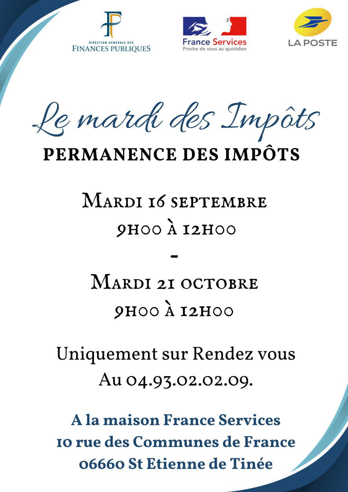 Permanence des impôts (les mardis)