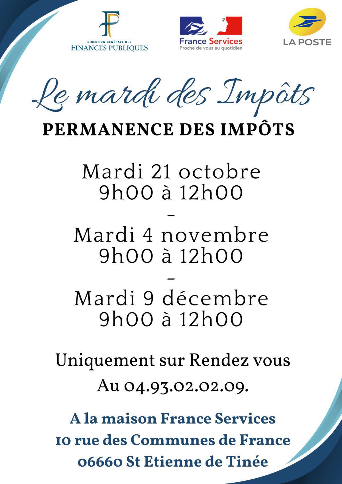 Permanence des impôts (les mardis)