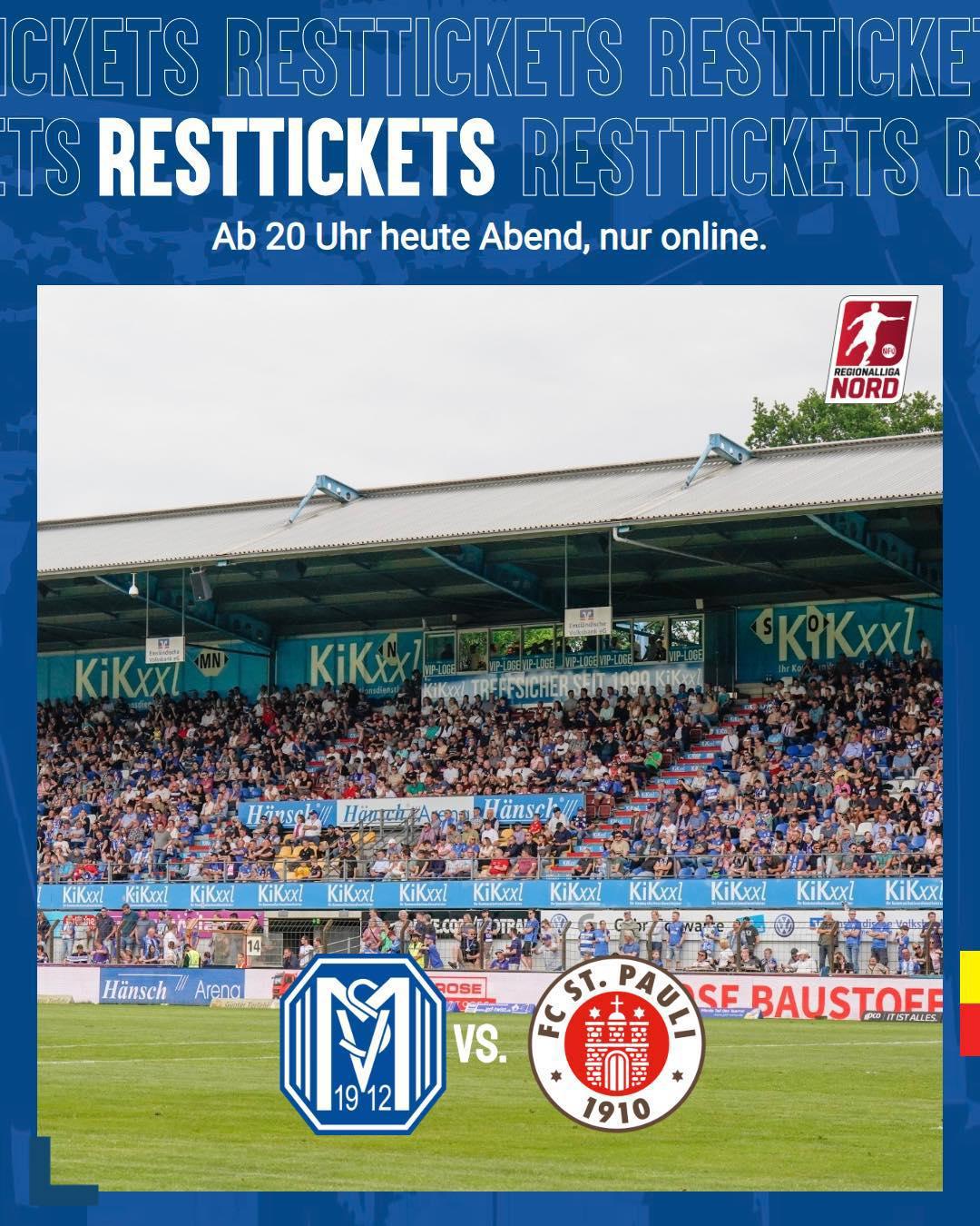 Resttickets für das Heimspiel gegen St. Pauli 