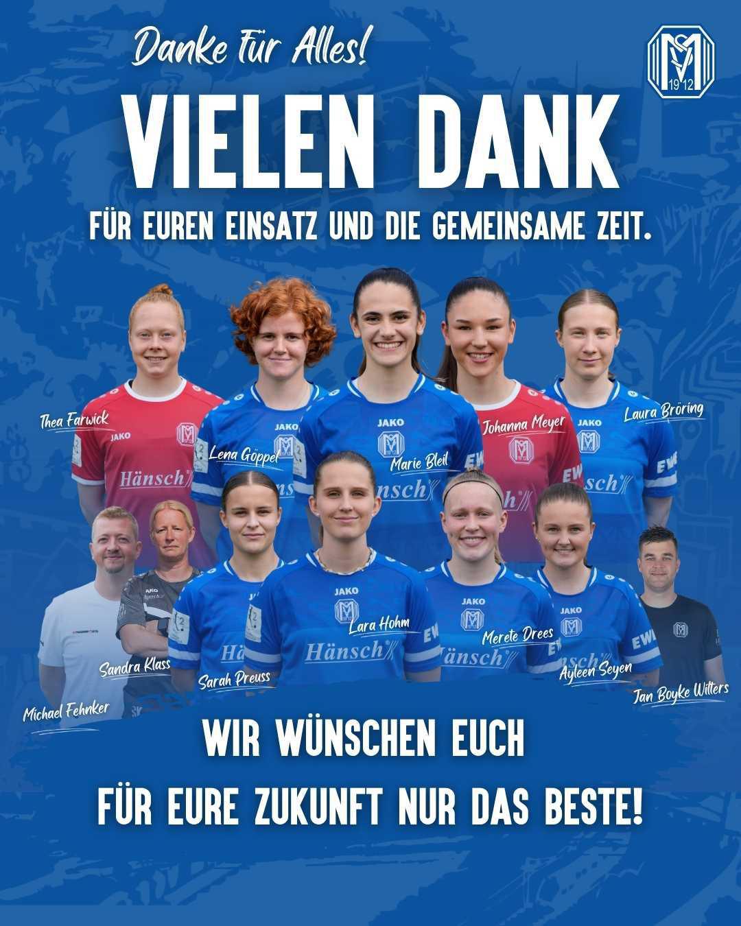 Ein besonderer Abschied zum Saisonfinale: SV Meppen verabschiedet verdiente Spielerinnen und Staff-Mitglieder