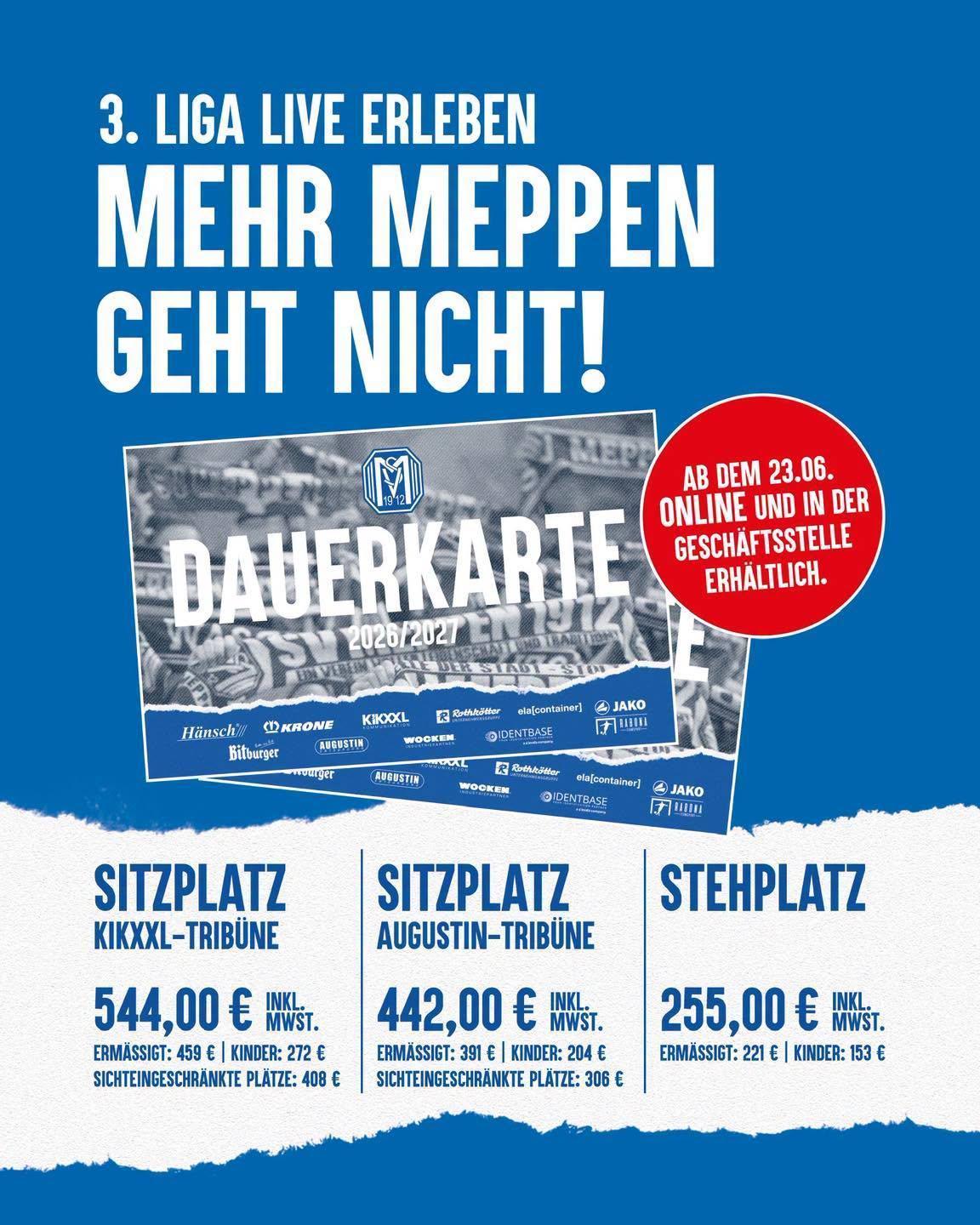 Der freie Dauerkarten-Verkauf startet am Dienstag
