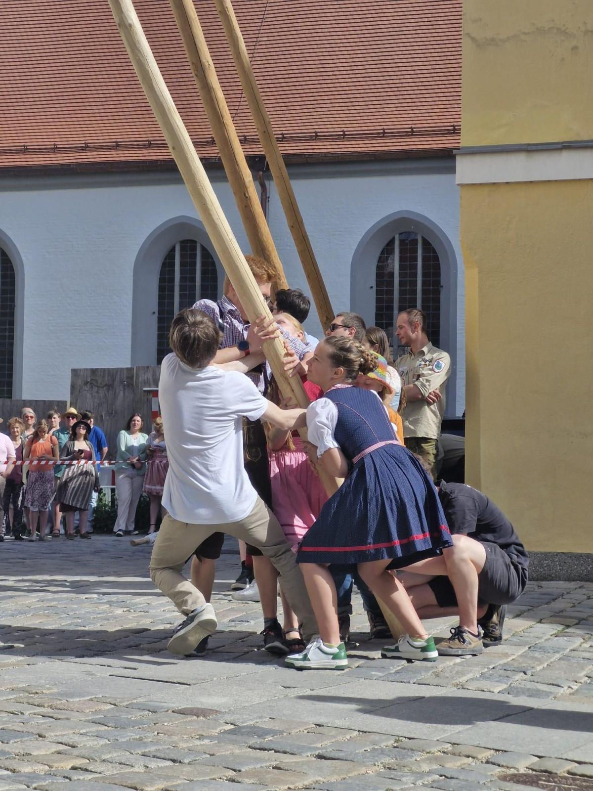 Der Maibaum wird aufgestellt