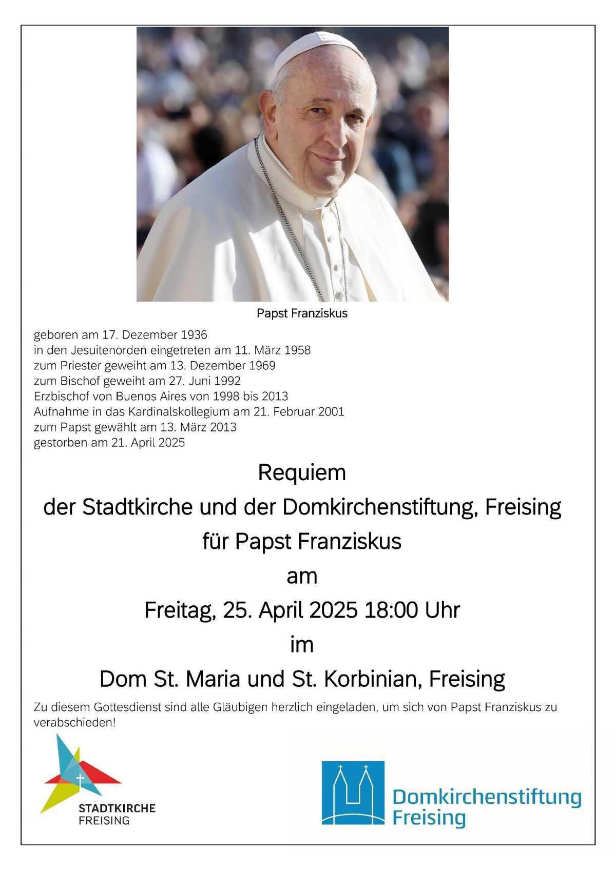 Wir trauern um Papst Franziskus