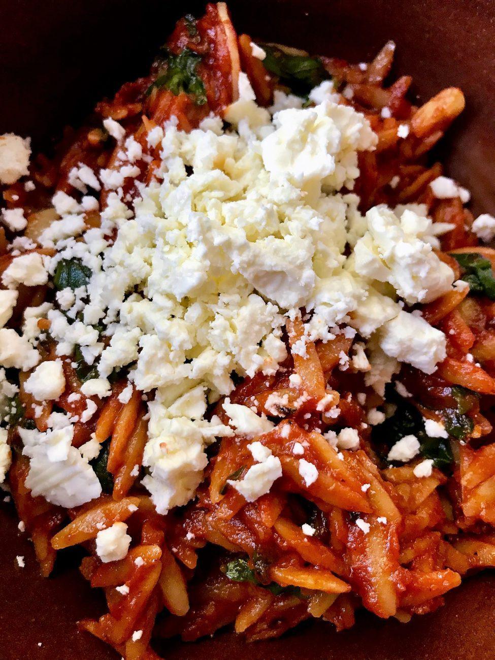 Manestra (Orzo with Tomato Sauce)