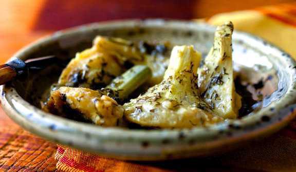 Braised Greek Artichokes with Olive Oil & Lemon