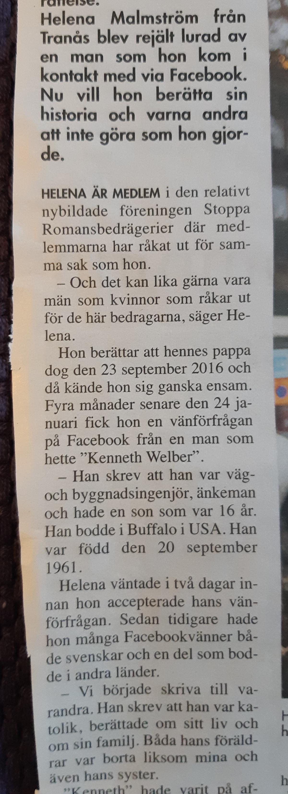 Tidningsartiklar från Sydsvenskan, Allas veckotidning, Örebro, Stenungsund, Expressen, Hemmets Journal, Göteborgsposten och Tranås-Posten Tidningsartiklar från Sydsvenskan, Allas veckotidning, Örebro, Stenungsund, Expressen, Hemmets Journal, Göteborgsposten och Tranås-Posten
