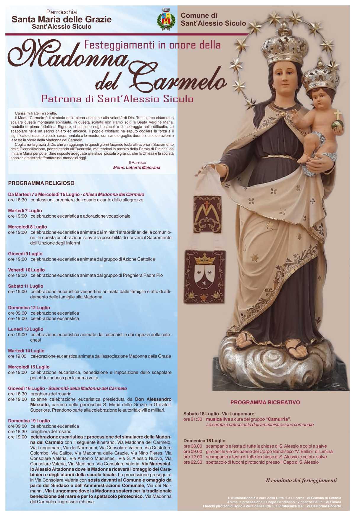 Festeggiamenti in onore della Madonna del Carmelo Patrona di Sant'Alessio Siculo