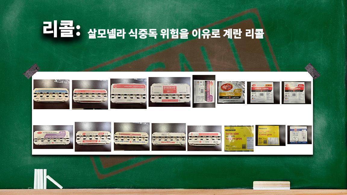 살모넬라 식중독 위험을 이유로 계란 리콜 살모넬라 식중독 위험을 이유로 계란 리콜
