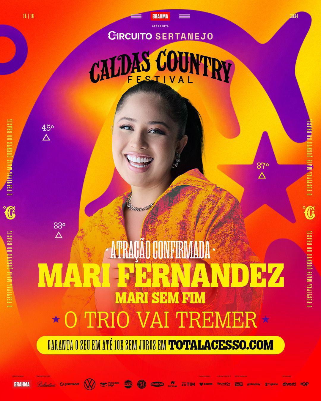 Caldas Country Festival 2024 anuncia Mari Fernandez com a festa “Mari Sem Fim” no trio elétrico 