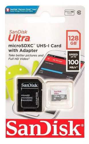 R$ 32,50 Cartão Memoria SanDisk Ultra SDSQUNR-128G-GN3MA 128gb Micro Sd Adaptador