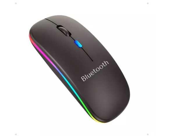 R$ 19,10 - Mouse Sem Fio Recarregável Wireles Optico Led Rgb Ergonômico