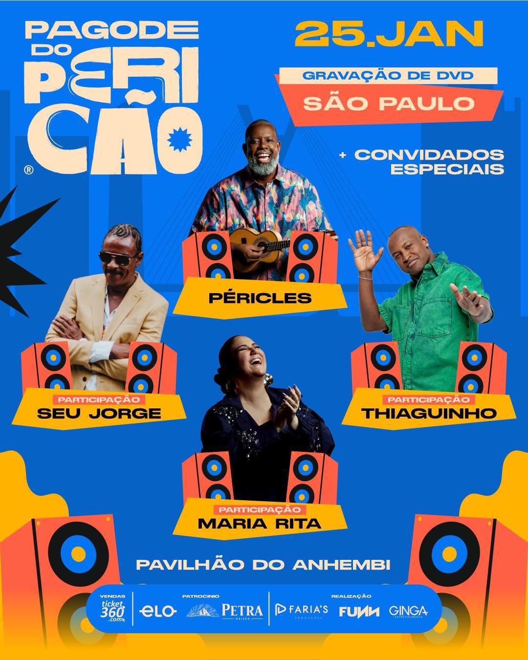 Péricles anuncia Thiaguinho, Seu Jorge e Maria Rita no Pagode do Pericão em São Paulo Péricles anuncia Thiaguinho, Seu Jorge e Maria Rita no Pagode do Pericão em São Paulo