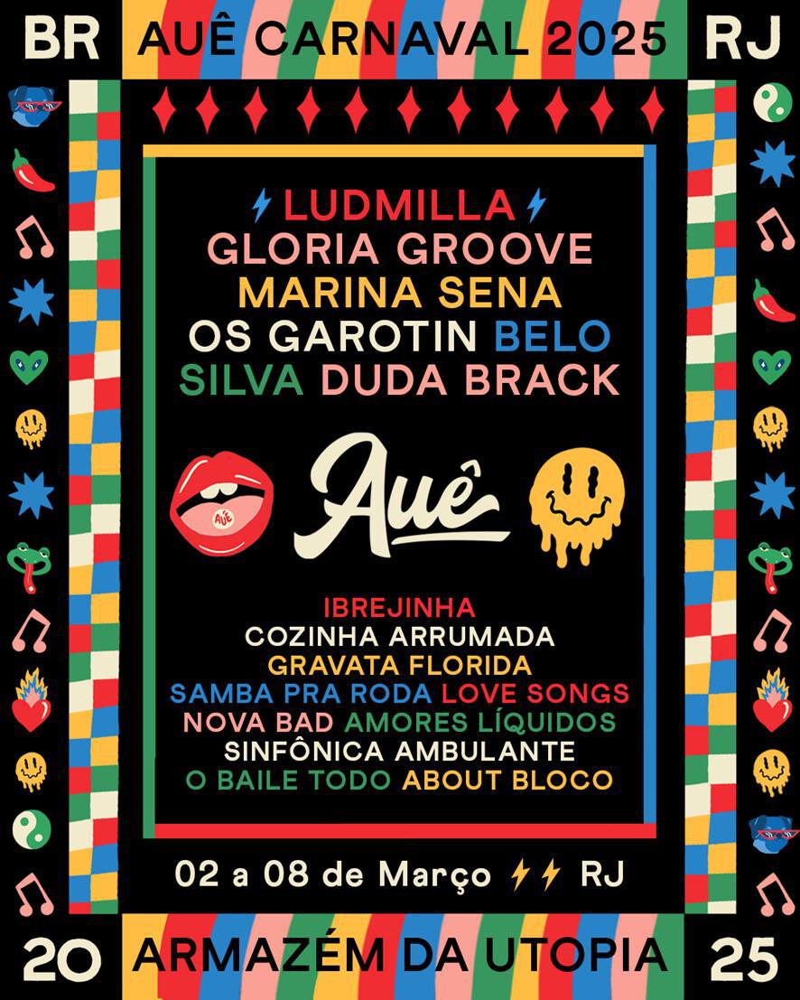 Auê 2025 anuncia line up com Ludmilla, Gloria Groove, Belo, entre outras atrações