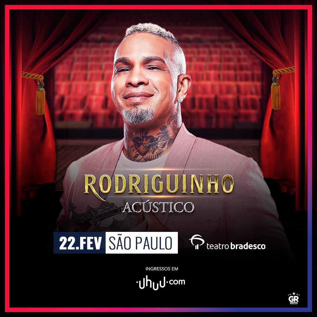 Rodriguinho celebra sua trajetória com show "Rodriguinho Acústico" no Teatro Bradesco Rodriguinho celebra sua trajetória com show "Rodriguinho Acústico" no Teatro Bradesco