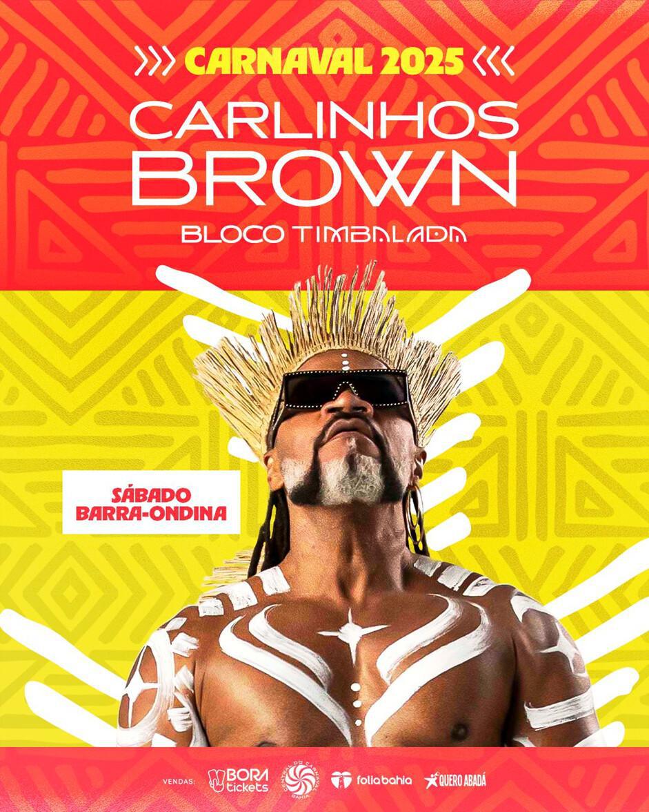 Carlinhos Brown desfila com o Bloco Timbalada no Carnaval 2025