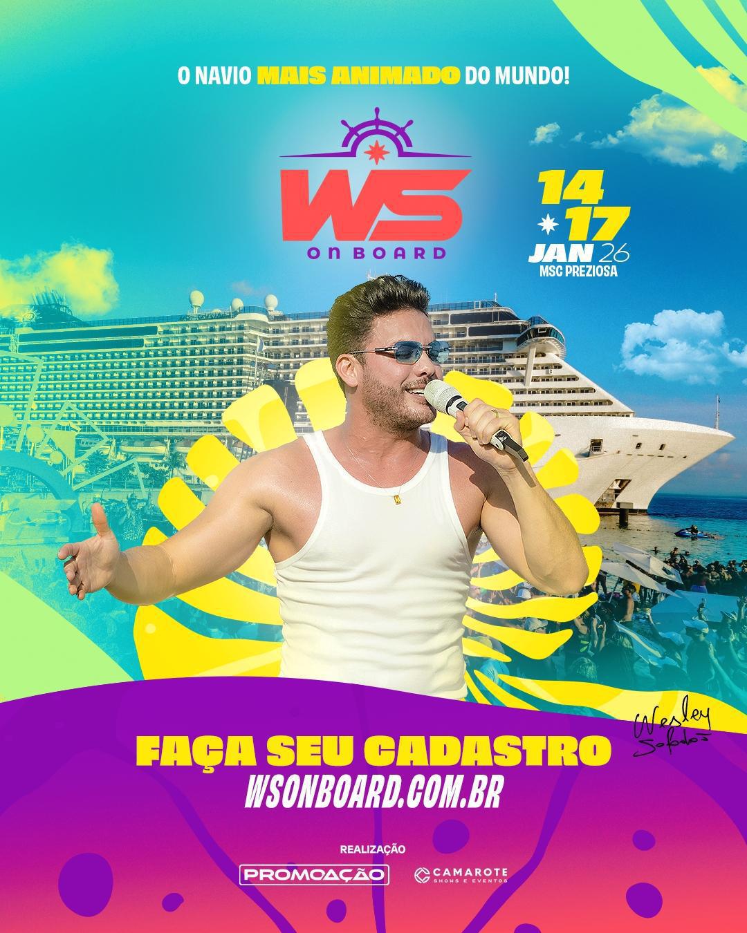 WS On Board está de volta! Wesley Safadão anuncia retorno do navio mais animado do mundo