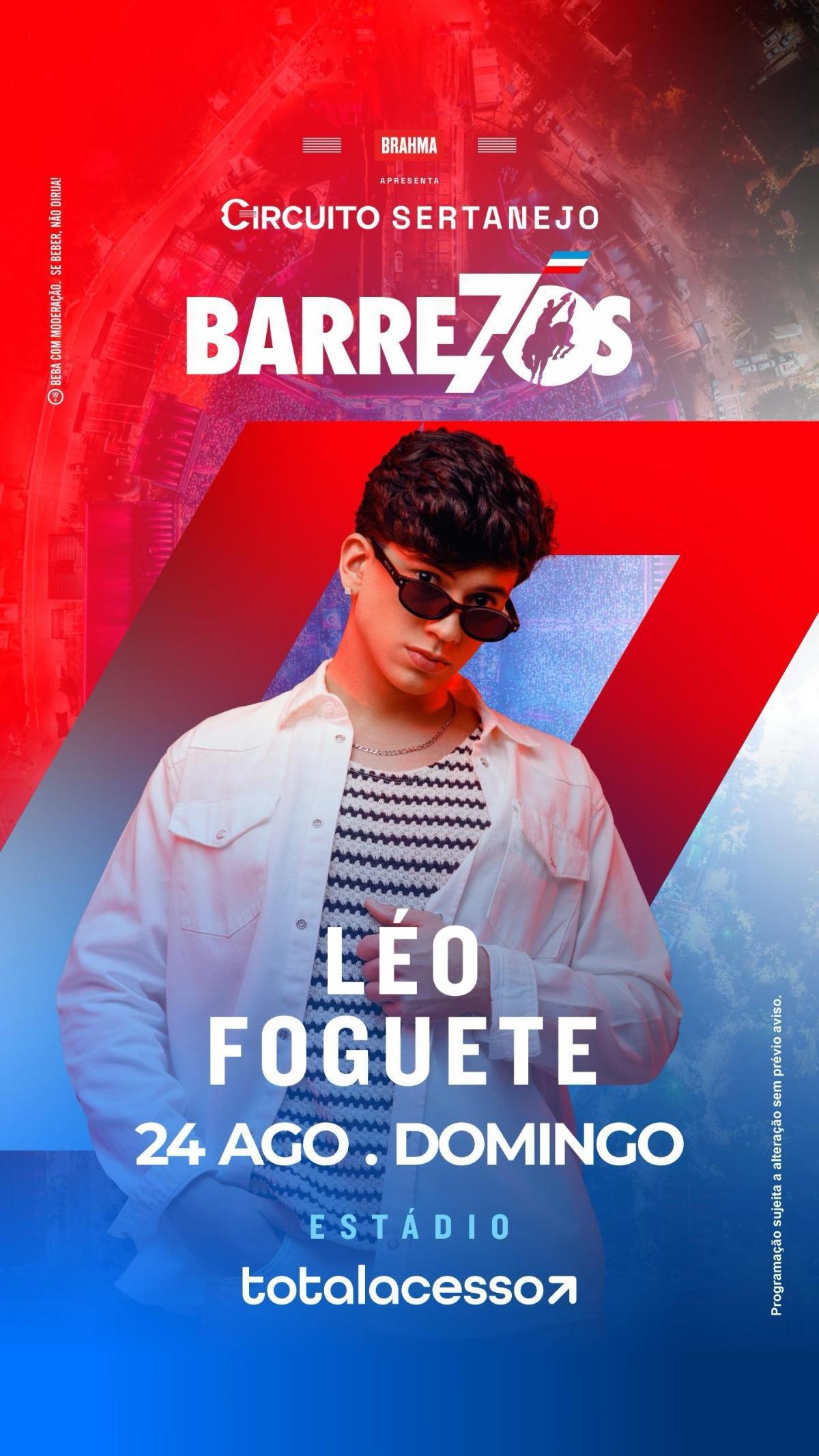 Léo Foguete representa o forró no palco principal da Festa de Peão de Barretos