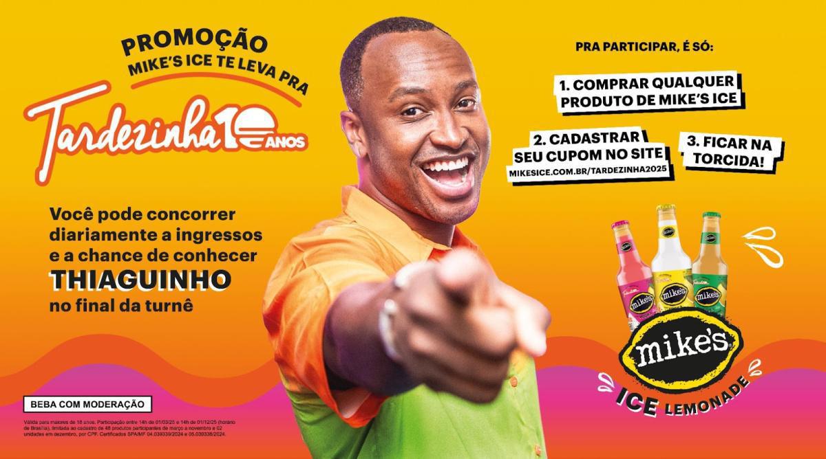  Ice oficial da turnê Tardezinha 2025, Mike's Ice vai levar fãs de Thiaguinho para um encontro exclusivo com o cantor