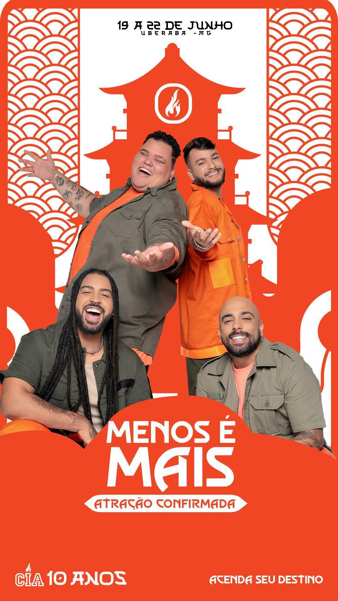 Menos é Mais prepara show especial para a Copa Inter Atléticas, que acontece em junho, em Uberaba (MG) Menos é Mais prepara show especial para a Copa Inter Atléticas, que acontece em junho, em Uberaba (MG)