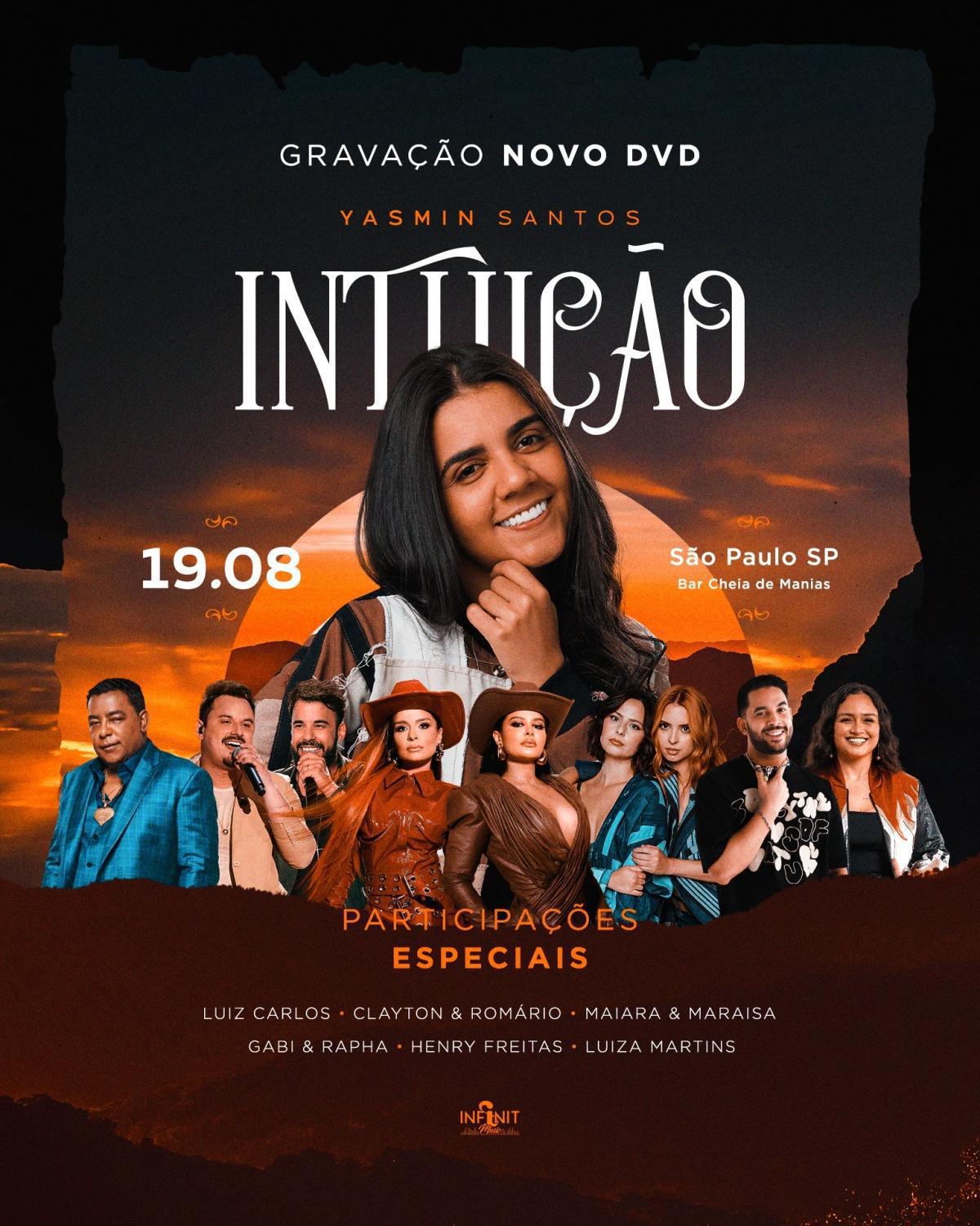 Yasmin Santos grava novo DVD com participações de Maiara & Maraisa, Luiz Carlos, Clayton & Romário, Henry Freitas, Luiza Martins e mais Yasmin Santos grava novo DVD com participações de Maiara & Maraisa, Luiz Carlos, Clayton & Romário, Henry Freitas, Luiza Martins e mais