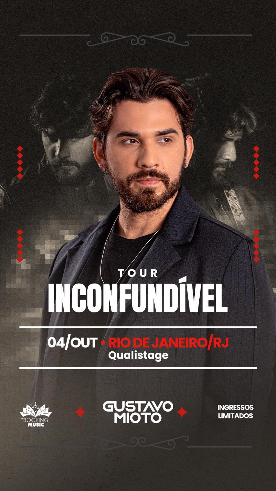 Últimos ingressos: Gustavo Mioto leva sua nova turnê "Inconfundível" ao Rio de Janeiro, dia 04/10 no Qualistage