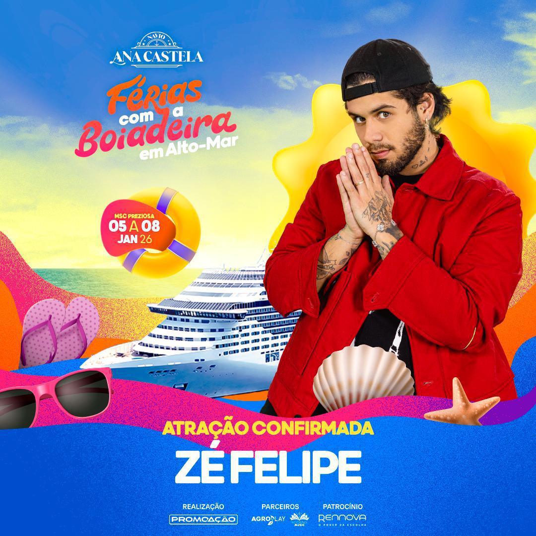 PromoAção anuncia Zé Felipe como nova atração do navio "Ana Castela 2026"