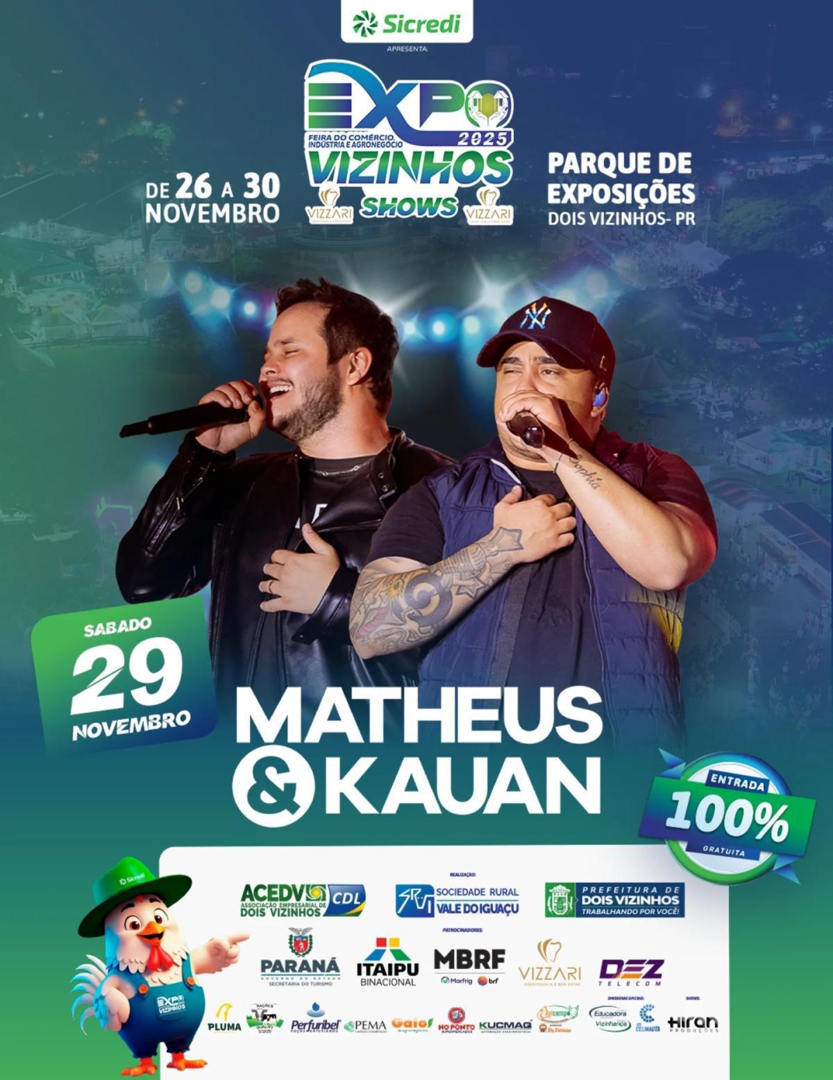 Agenda Matheus e Kauan Novembro 2025