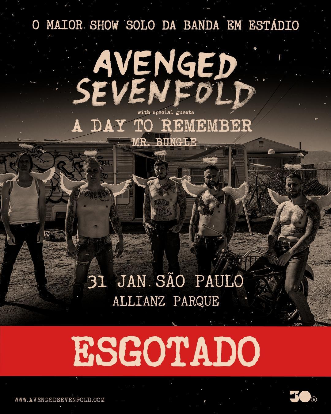 Avenged Sevenfold esgota ingressos para apresentação da turnê Life is But a Dream... no Allianz Parque