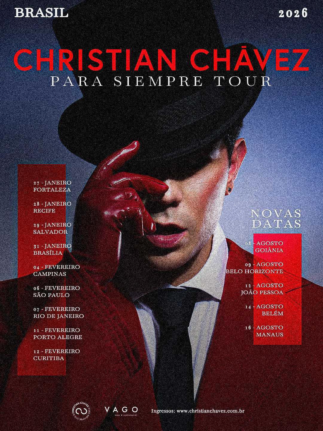 PARA SIEMPRE TOUR: Christian Chávez se prepara para desembarcar no Brasil para temporada de shows e reencontros especiais com os fãs PARA SIEMPRE TOUR: Christian Chávez se prepara para desembarcar no Brasil para temporada de shows e reencontros especiais com os fãs