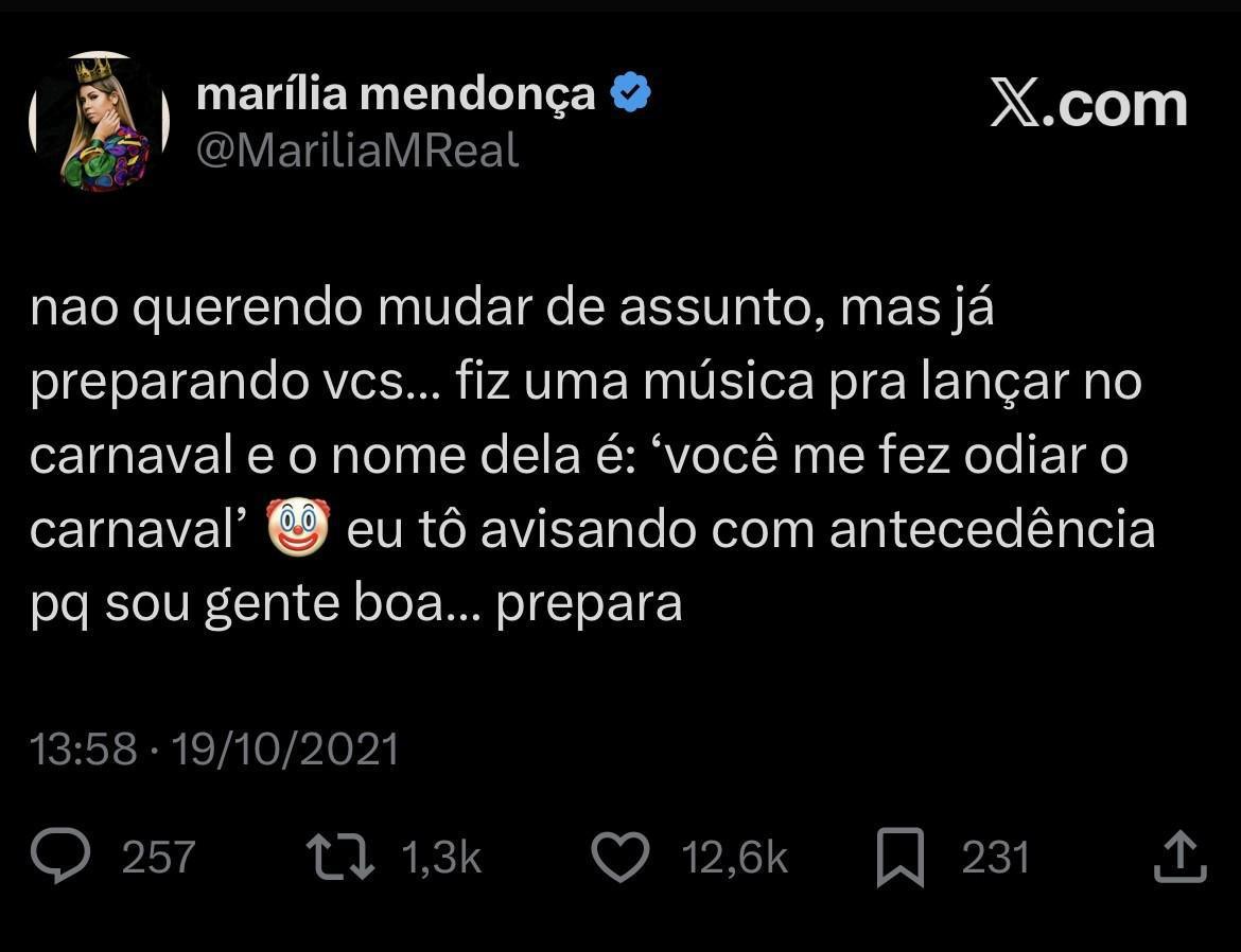 Marília Mendonça leva sofrência para o carnaval com lançamento póstumo inédito Marília Mendonça leva sofrência para o carnaval com lançamento póstumo inédito