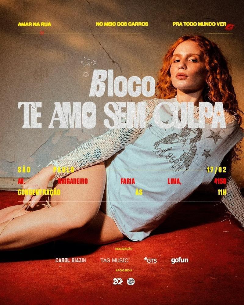 Carol Biazin estreia primeiro bloco de Carnaval com TE AMO SEM CULPA e leva sua identidade afetiva às ruas