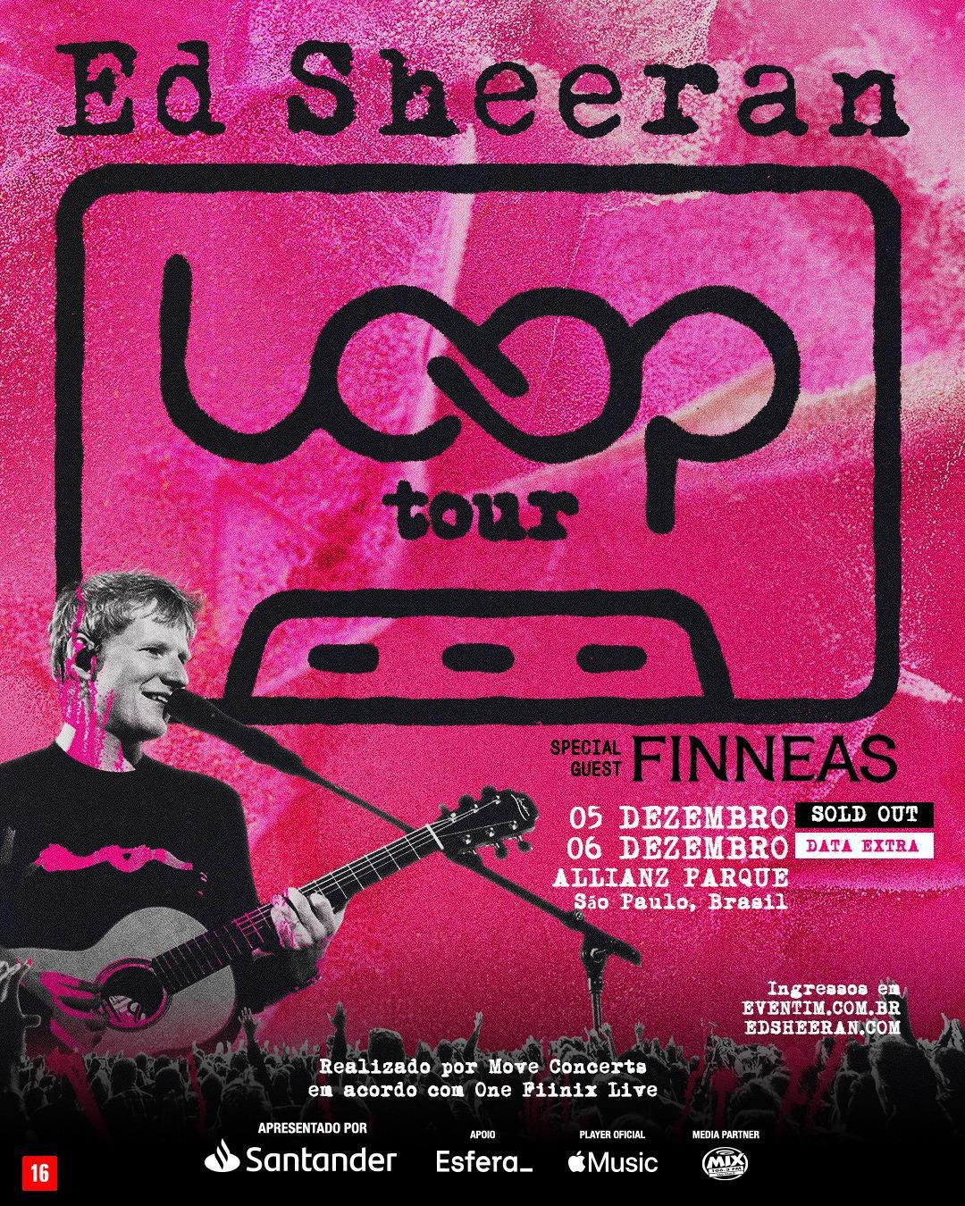 ED SHEERAN confirma show extra em São Paulo após ingressos para a primeira data se esgotarem rapidamente