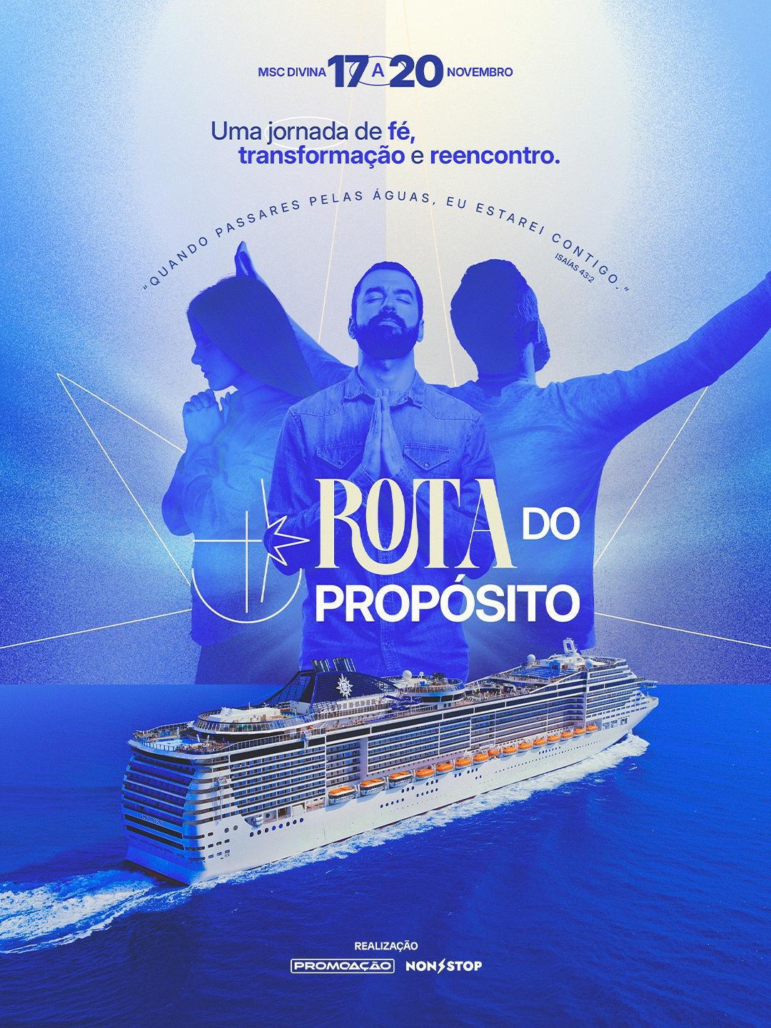 "Rota do Propósito" anuncia encontros com Isadora Pompeo, Thalles Roberto, Morada e grandes nomes da fé em experiência inédita em alto-mar